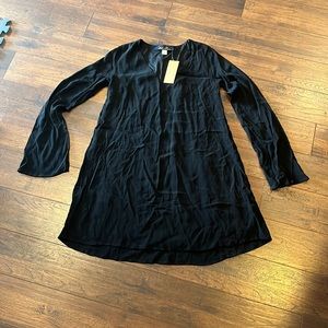 Francesca’s Blue Rain Long Sleeve Lattice Back Dress